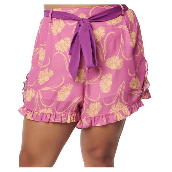 Smiley X Unique Vintage Pink Daisy Ruffle Shorts - Picture 1 of 11